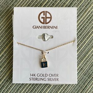 ❤️ NWT Initial ‘E’ Padlock 16”+2” Pendant Necklace 14K Gold over Sterling Silver
